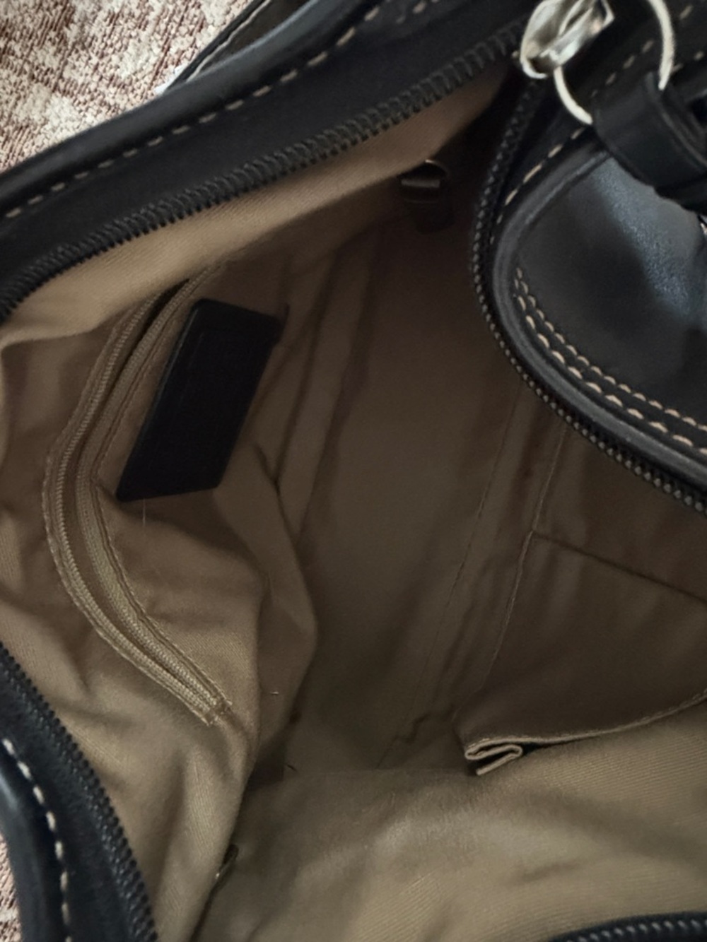 Coach Black Leather Shoulder and Crossbody Bag with Contrast Stitching - Picture 6 of 7